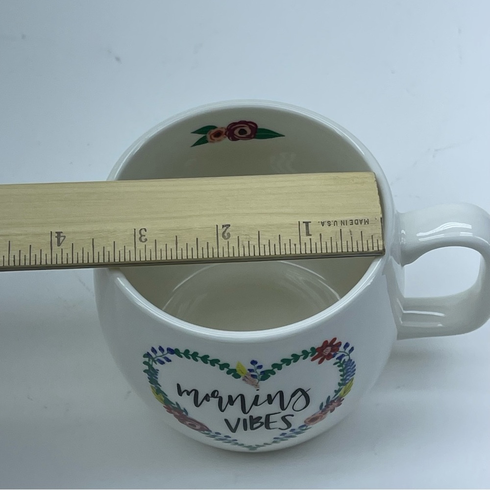 Opal House “Morning Vibes” Stoneware Mug Heart Floral Wreath Flowers Boho Gift - Picture 8 of 8